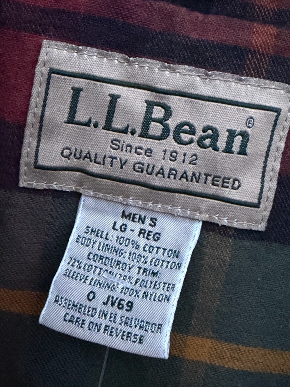 L.L. Bean Tan Canvas Field Jacket with Green Corduroy Collar - Picture 2 of 4